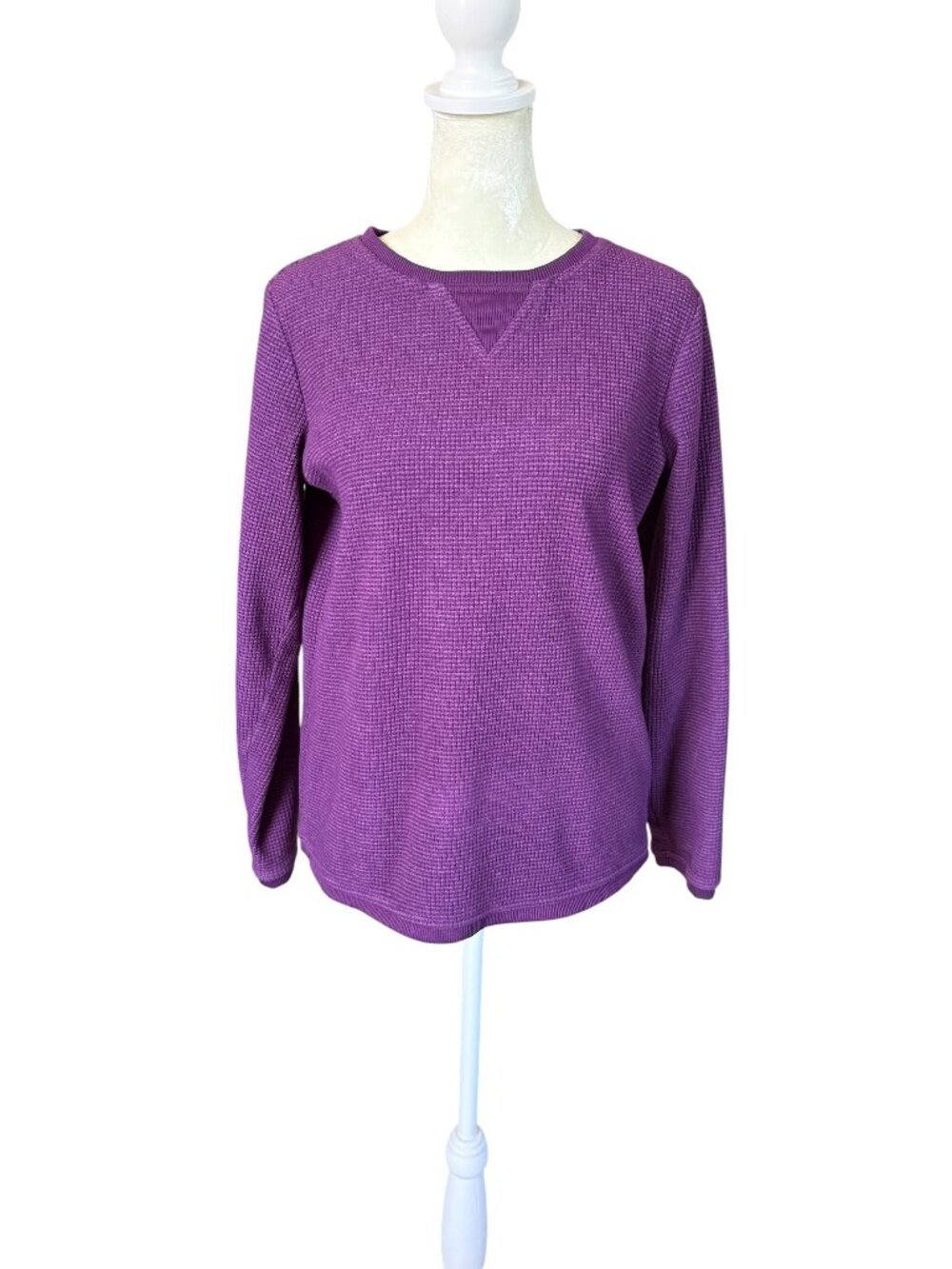 Denim & Company purple long sleeve textured pullover sweater sweatshirt size XS
